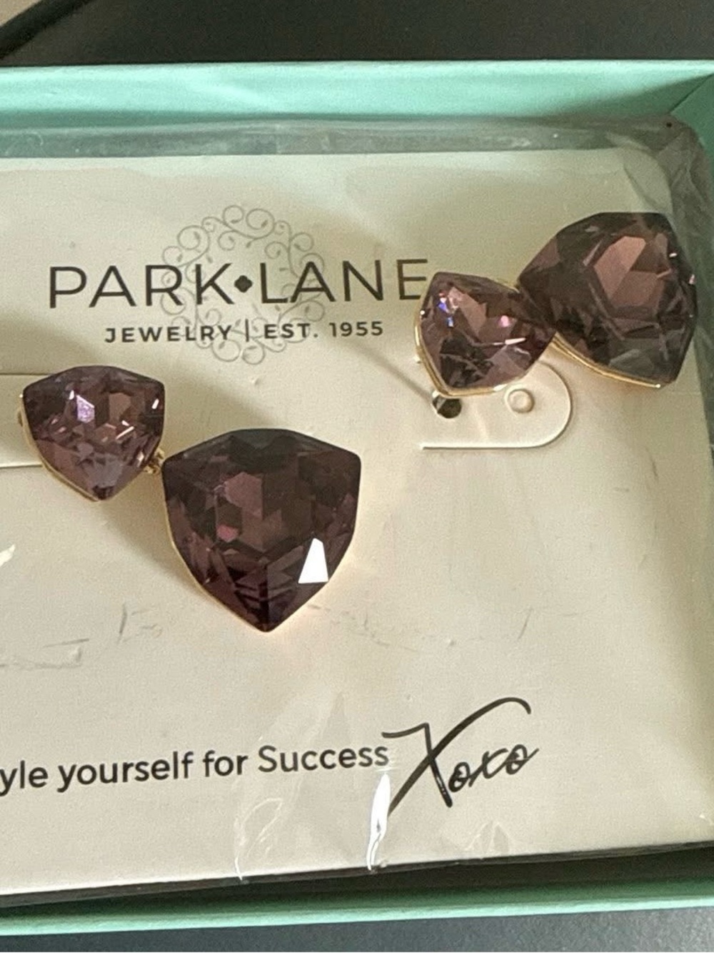 Park Lane Wineberry Drop Crystal Earrings - Deep Berry Purple